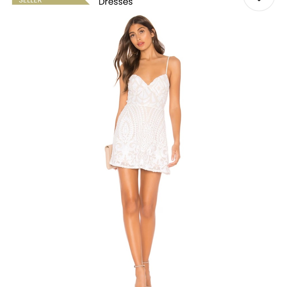 Superdown White Ruched Mini Dress Spaghetti Strap Sweetheart